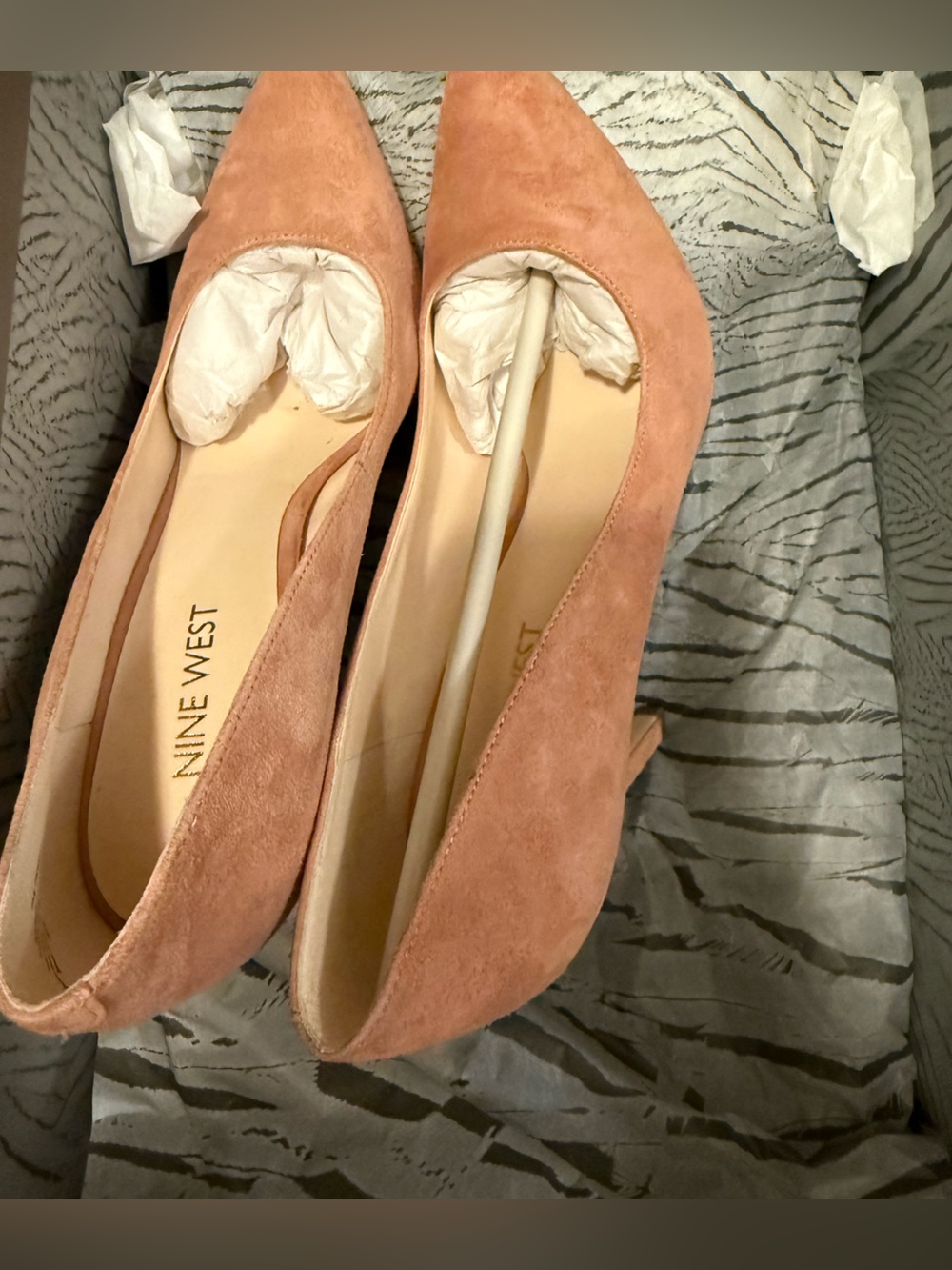 Nine West Blush Pink Suede Round-Toe Pumps